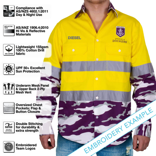 AFL Fremantle Dockers 'Camo' Hi-Vis Work Shirt - Ashtabula