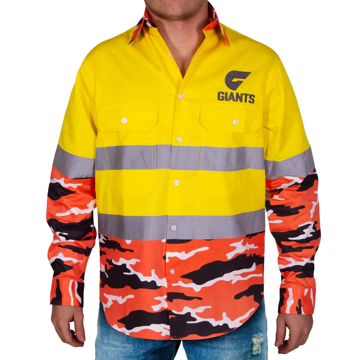 AFL GWS Giants 'Camo' Hi-Vis Work Shirt - Ashtabula
