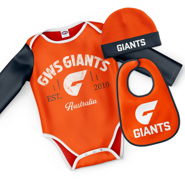 AFL GWS Giants "Rover" 3pc Bodysuit Gift Set - Ashtabula
