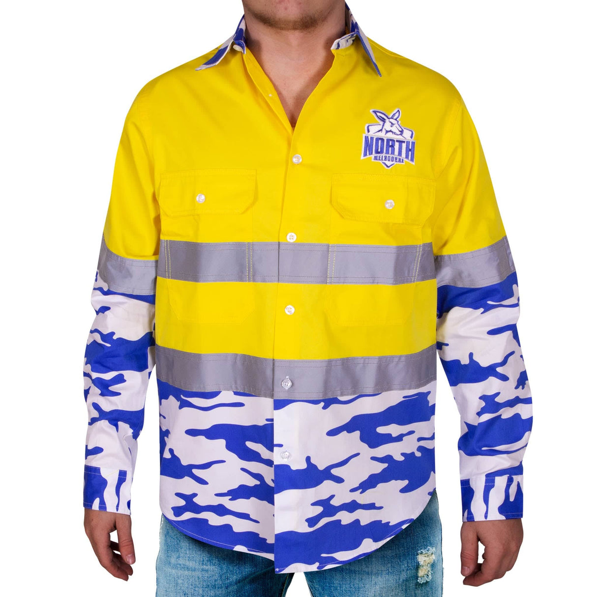 AFL North Melbourne 'Camo' Hi-Vis Work Shirt - Ashtabula