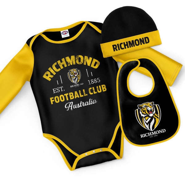 AFL Richmond Tigers "Rover" 3pc Bodysuit Gift Set - Ashtabula