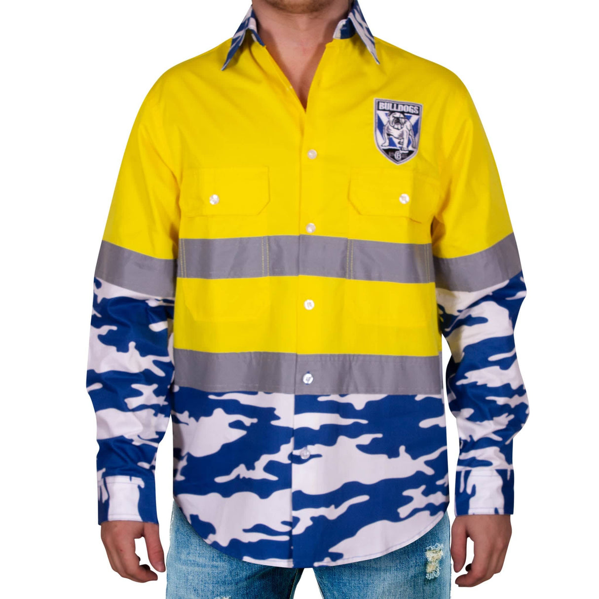 NRL Bulldogs 'Camo' Hi-Vis Work Shirt - Ashtabula