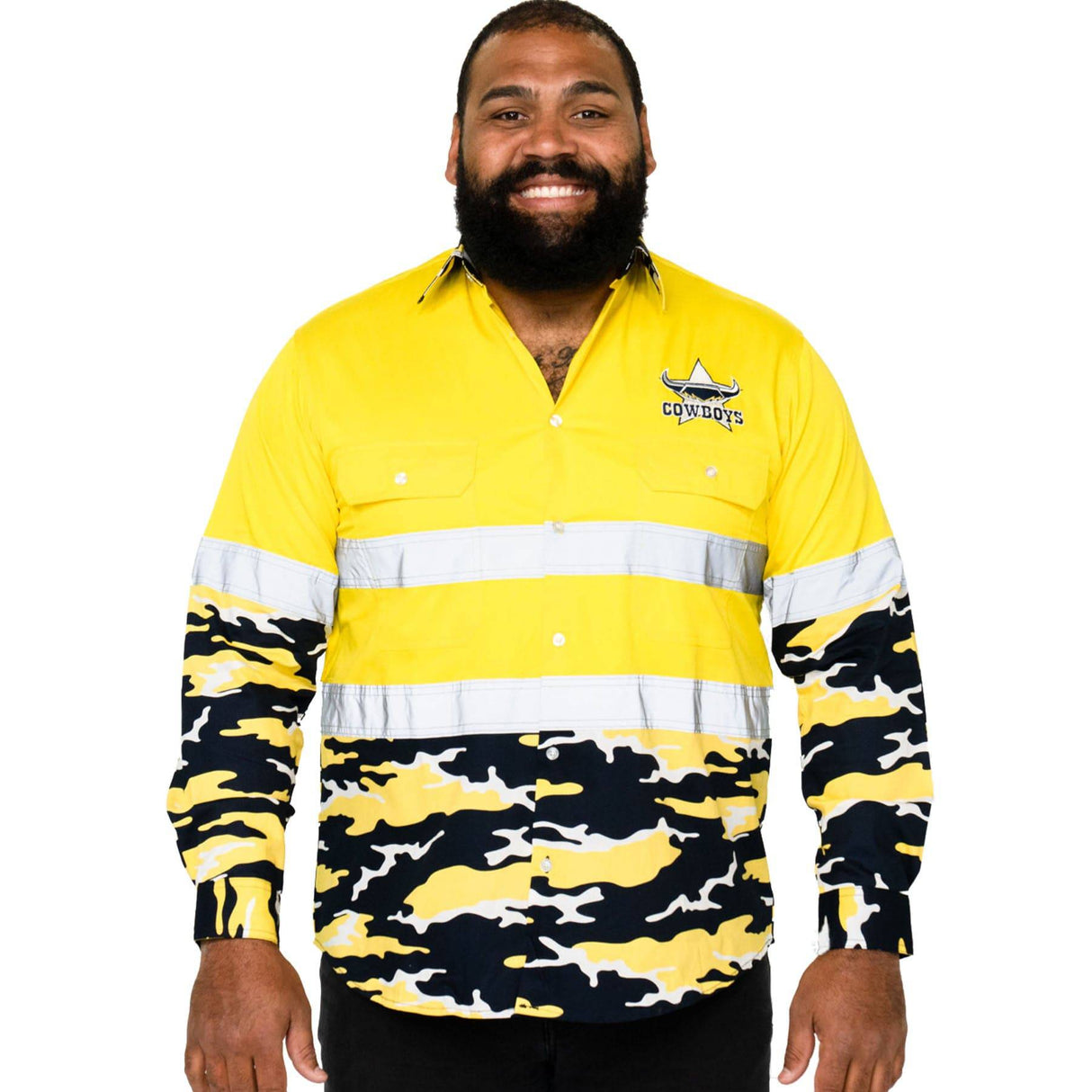 NRL Cowboys 'Camo' Hi-Vis Work Shirt - Ashtabula