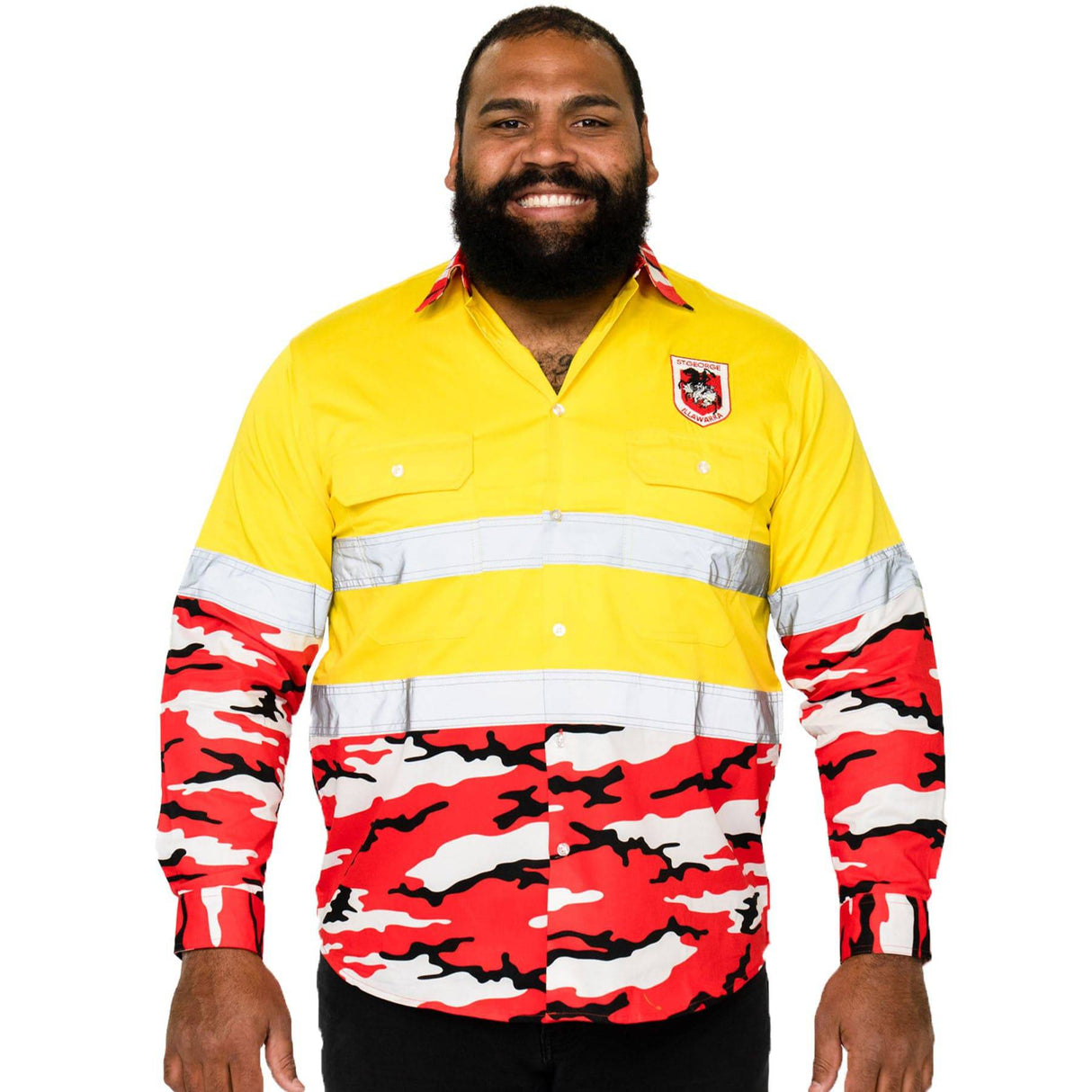 NRL Dragons 'Camo' Hi-Vis Work Shirt - Ashtabula
