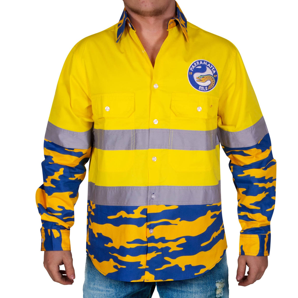 NRL Eels 'Camo' Hi-Vis Work Shirt - Ashtabula