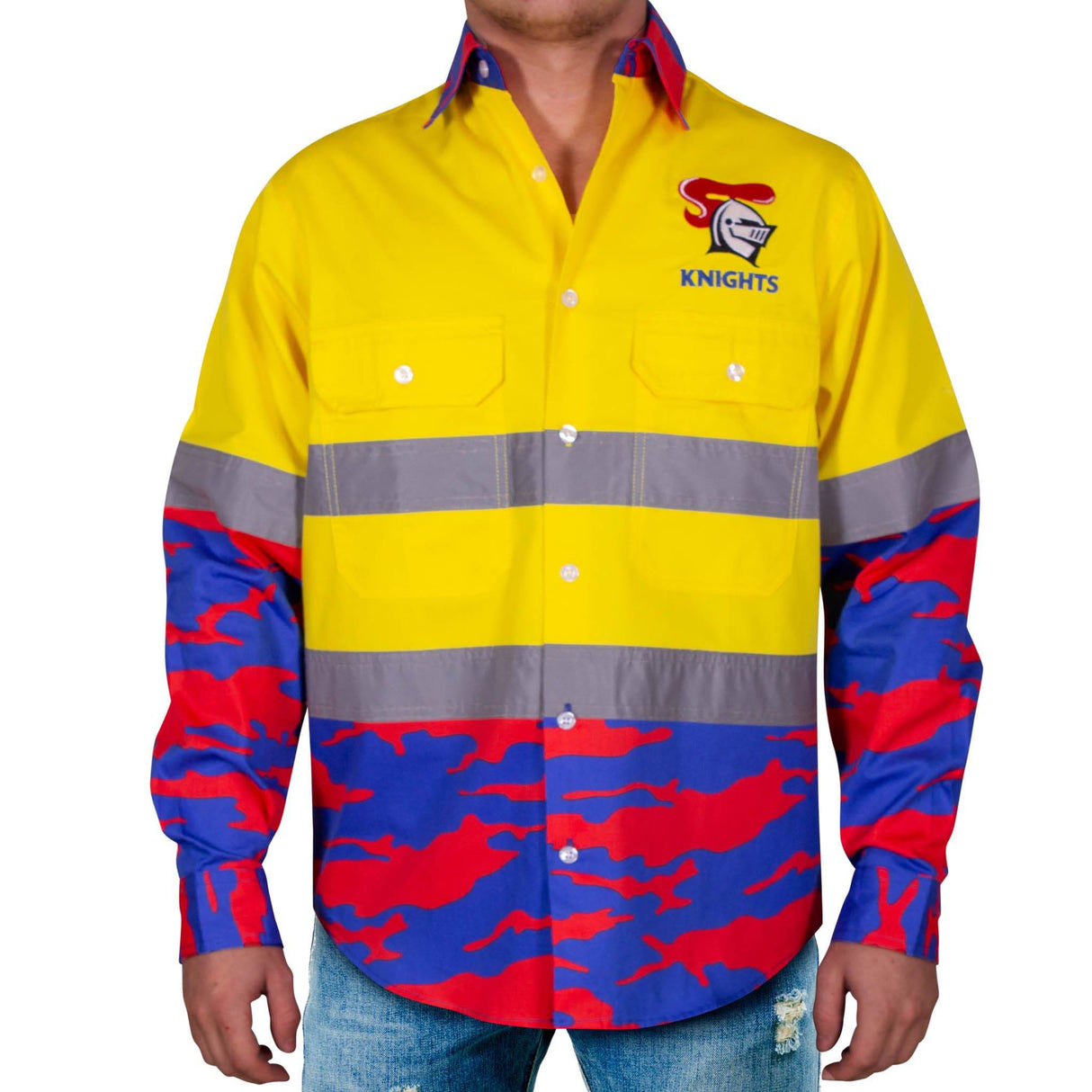 NRL Knights 'Camo' Hi-Vis Work Shirt - Ashtabula