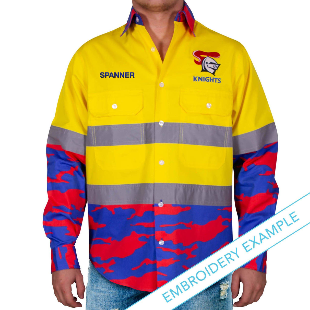 NRL Knights 'Camo' Hi-Vis Work Shirt - Ashtabula