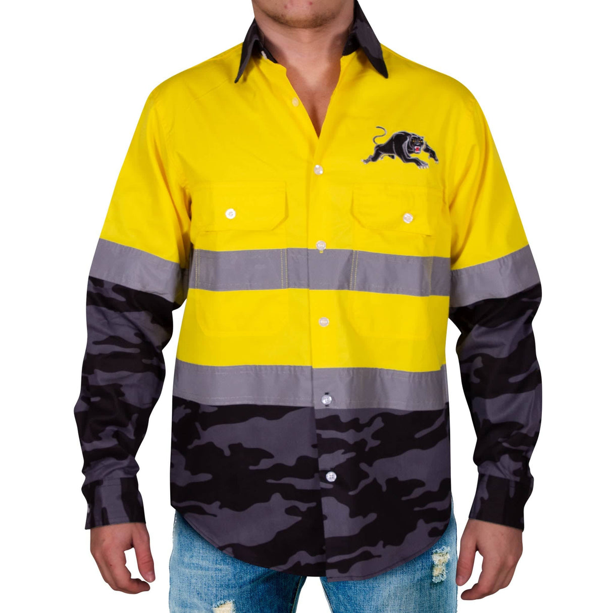 NRL Panthers 'Camo' Hi-Vis Work Shirt - Ashtabula