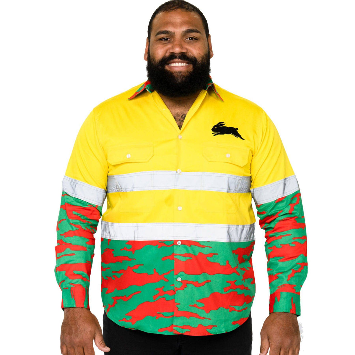 NRL Rabbitohs 'Camo' Hi-Vis Work Shirt - Ashtabula