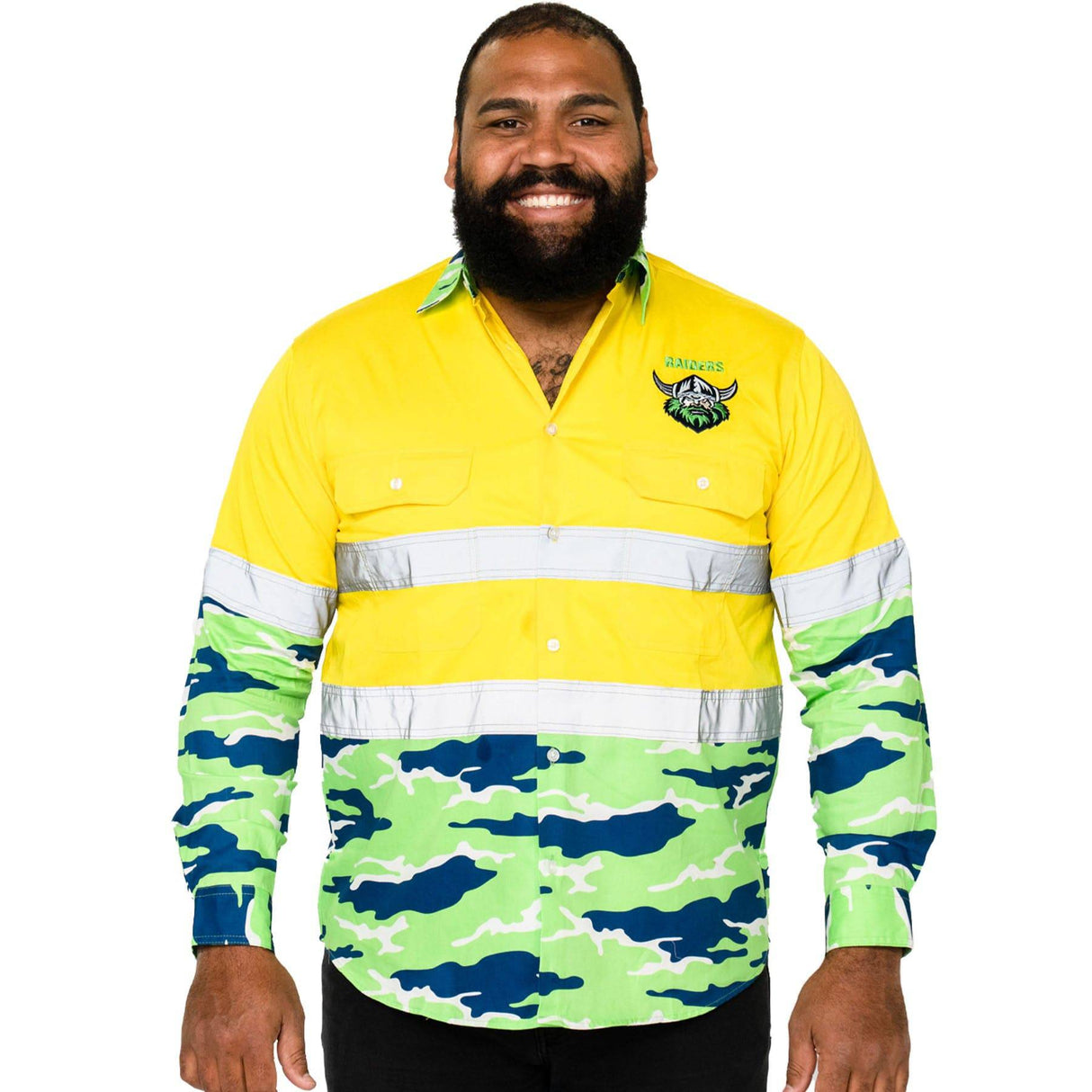 NRL Raiders 'Camo' Hi-Vis Work Shirt - Ashtabula