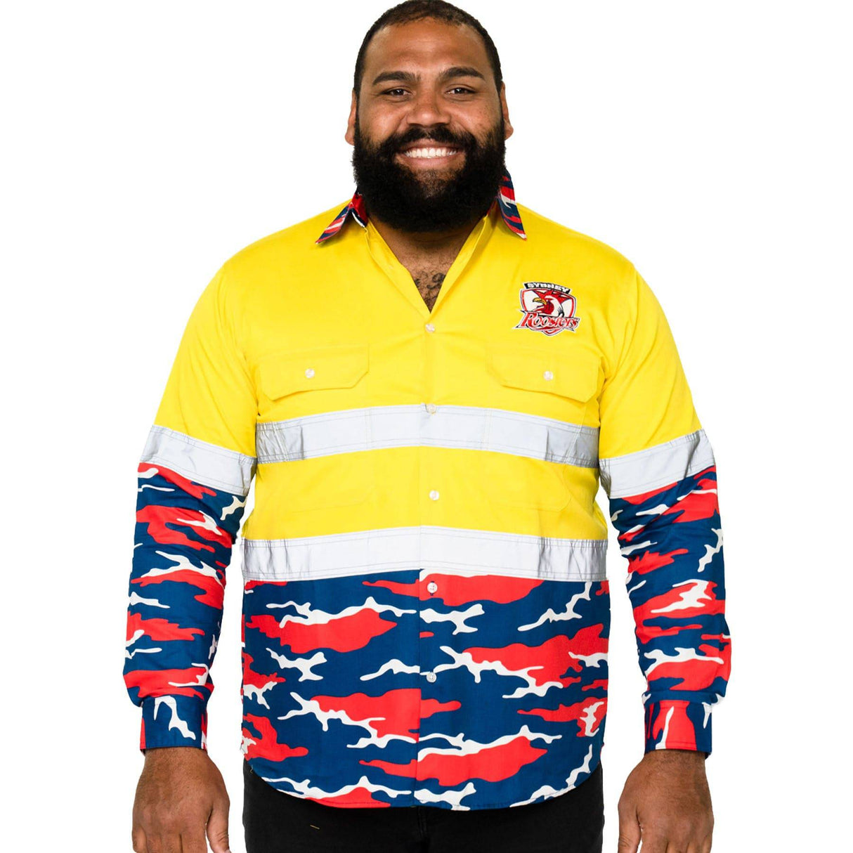 NRL Roosters 'Camo' Hi-Vis Work Shirt - Ashtabula