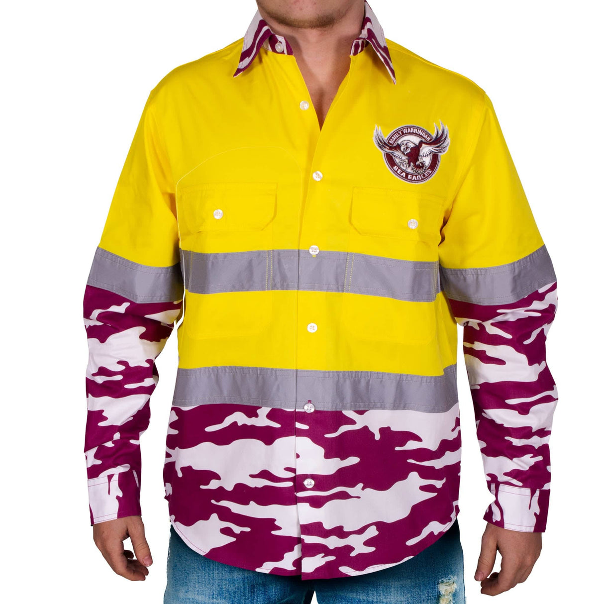 NRL Sea Eagles 'Camo' Hi-Vis Work Shirt - Ashtabula