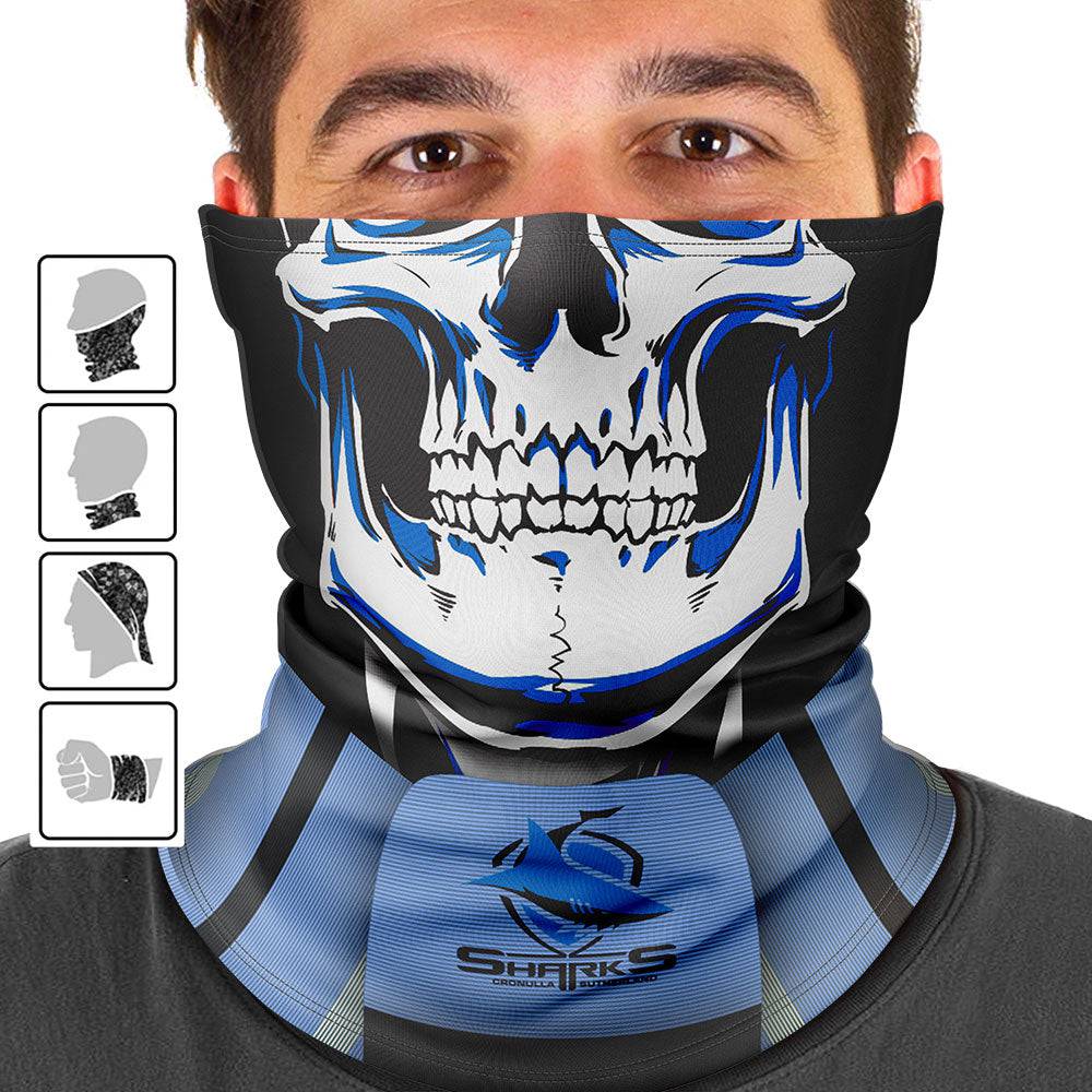 NRL Sharks 'Skull-Face' Multi-Purpose Scarf - Ashtabula