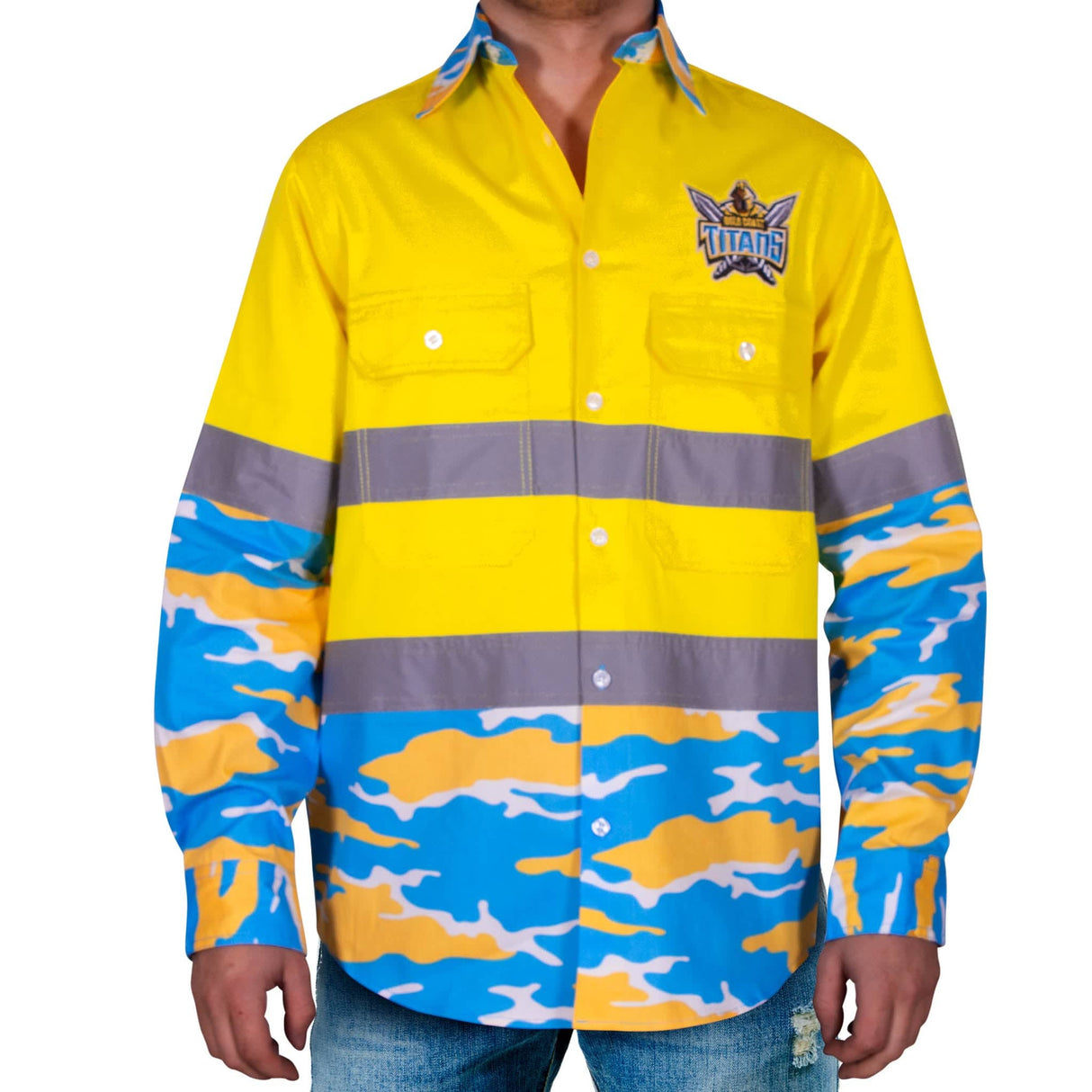 NRL Titans 'Camo' Hi-Vis Work Shirt - Ashtabula