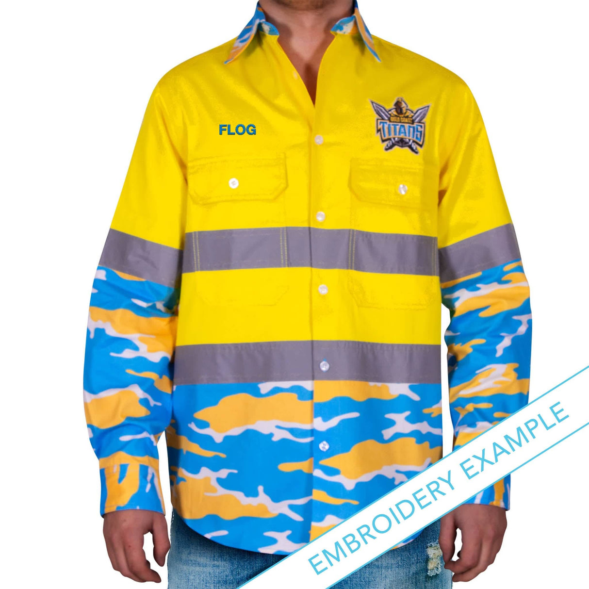 NRL Titans 'Camo' Hi-Vis Work Shirt - Ashtabula