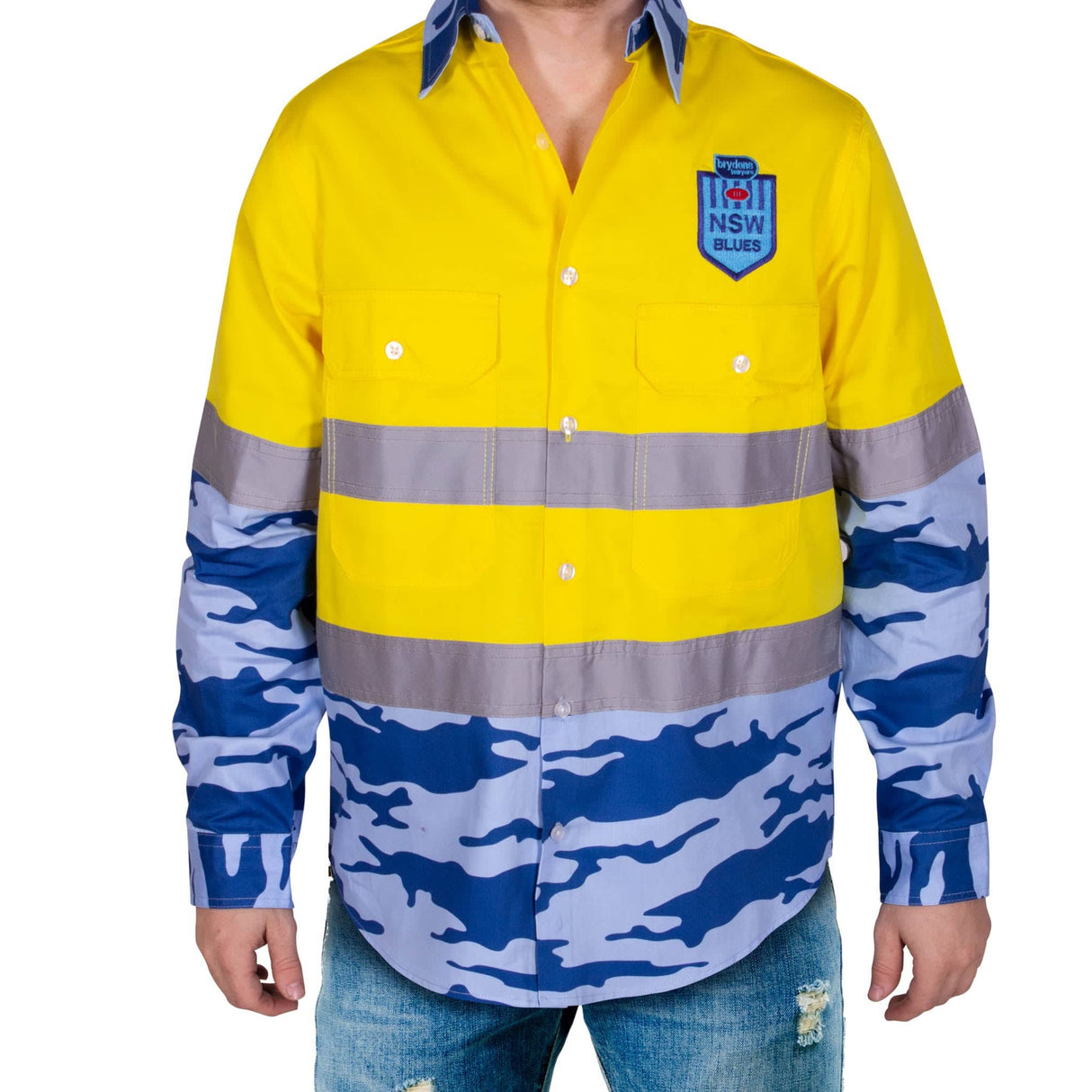 NSW Blues 'Camo' Hi-Vis Work Shirt - Ashtabula