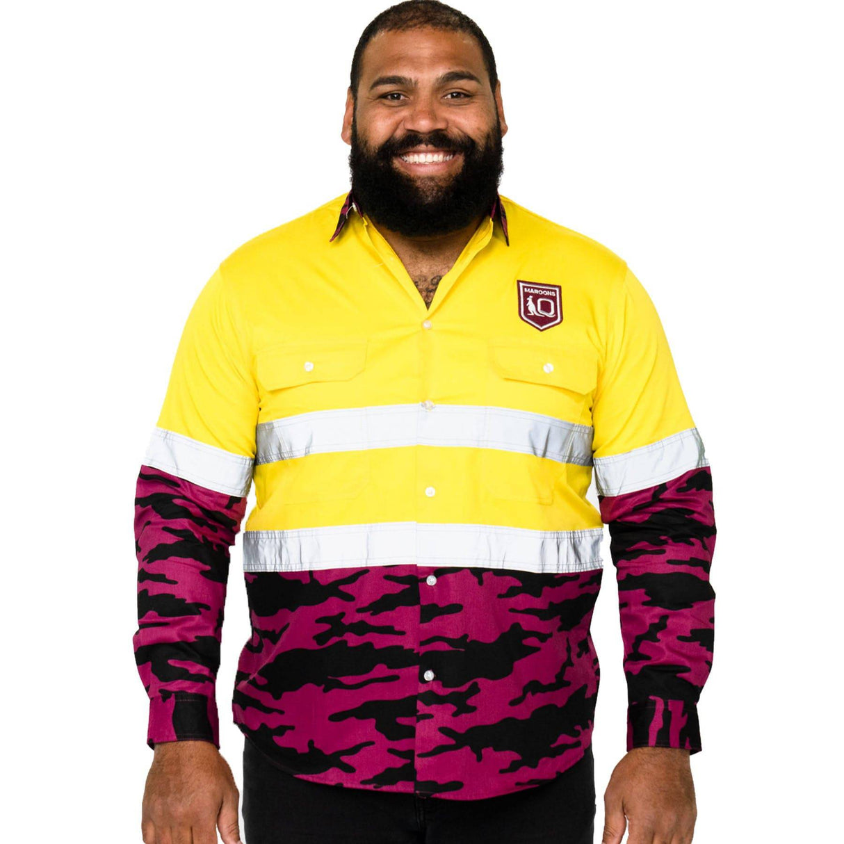 QLD Maroons 'Camo' Hi-Vis Work Shirt - Ashtabula