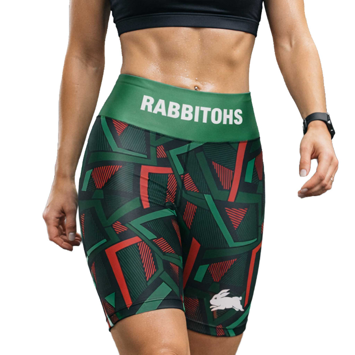 NRL Rabbitohs 'Voltra' Ladies Exercise Shorts - Ashtabula