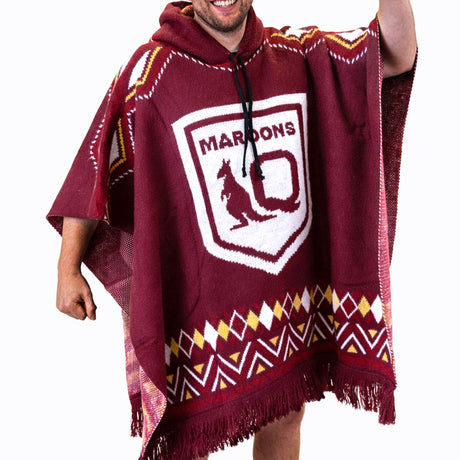 QLD Maroons 'Dakota' Knitted Poncho - Ashtabula
