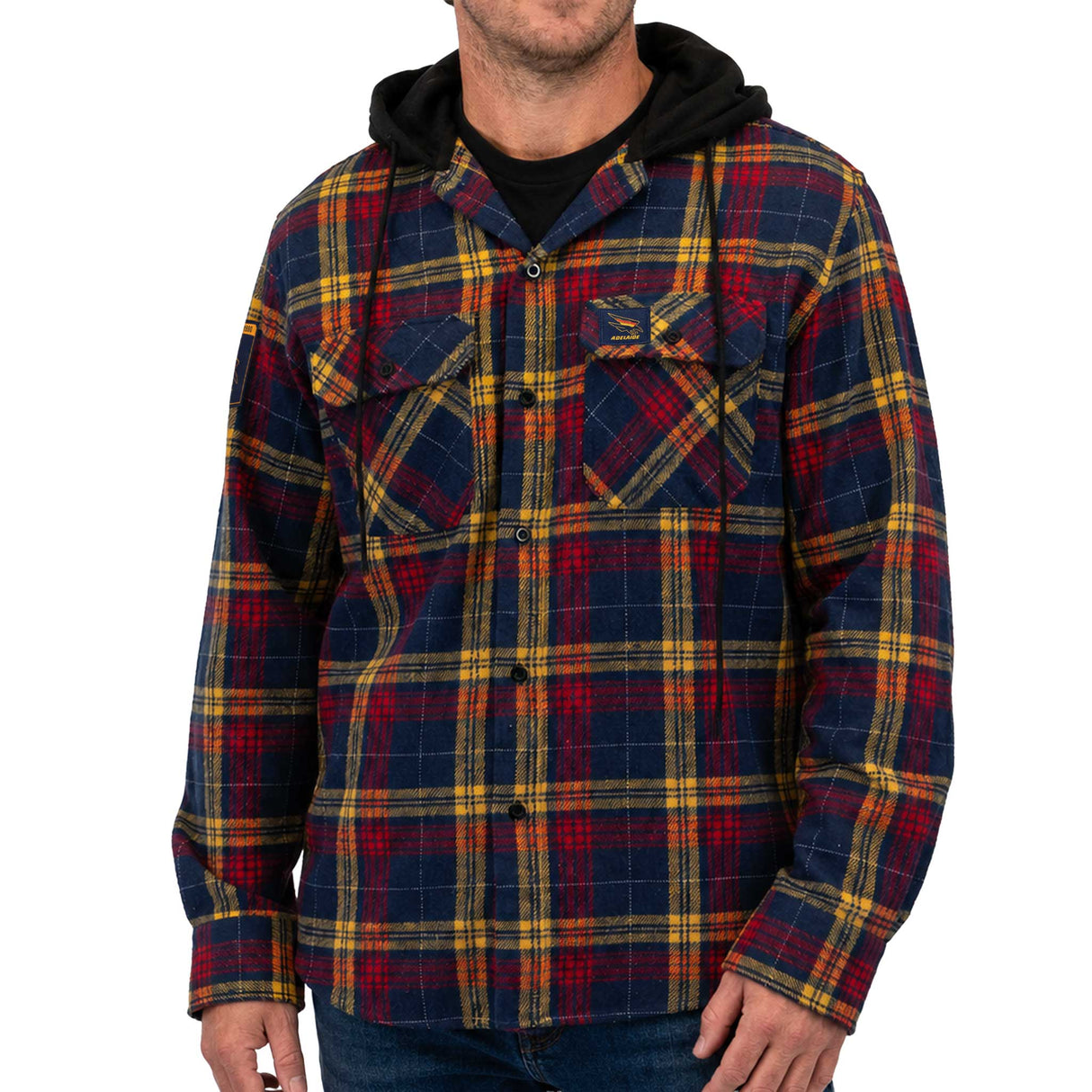 AFL Adelaide Crows 'Highland' Hooded Flannel Shirt - Ashtabula