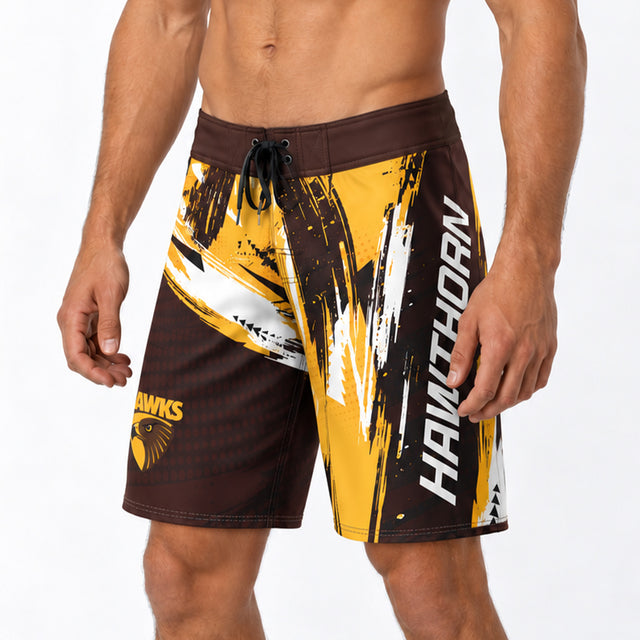 AFL Hawthorn 'Banksy' Board Shorts - Ashtabula