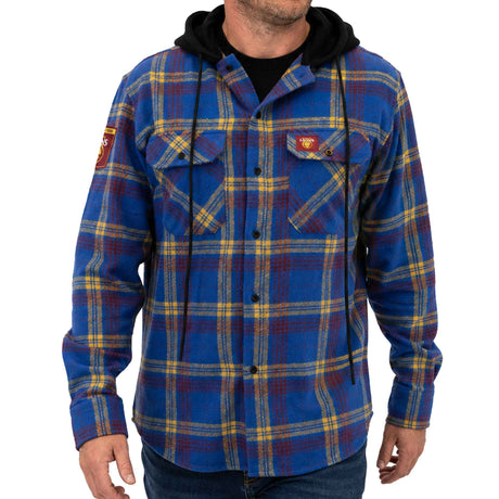 AFL Brisbane Lions 'Highland' Hooded Flannel Shirt - Ashtabula