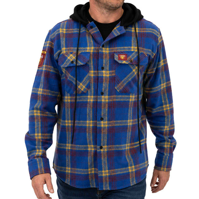 AFL Brisbane Lions 'Highland' Hooded Flannel Shirt - Ashtabula