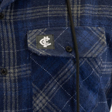 AFL Carlton 'Highland' Hooded Flannel Shirt - Ashtabula