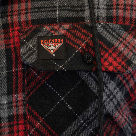 AFL Essendon Bombers 'Highland' Hooded Flannel Shirt - Ashtabula