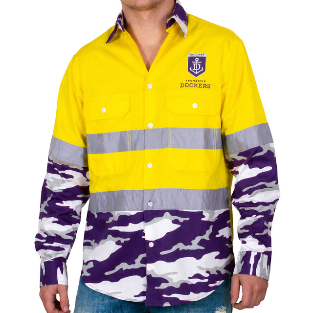 AFL Fremantle Dockers 'Camo' Hi-Vis Work Shirt - Ashtabula