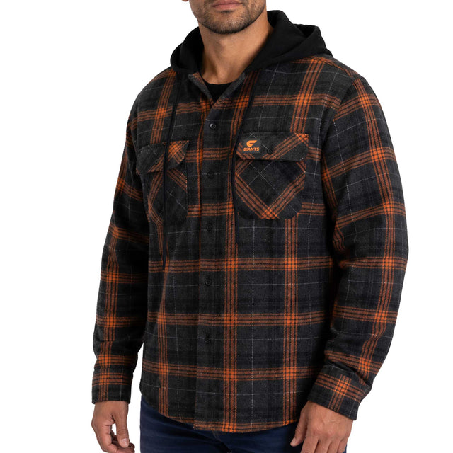AFL GWS Giants 'Highland' Hooded Flannel Shirt - Ashtabula