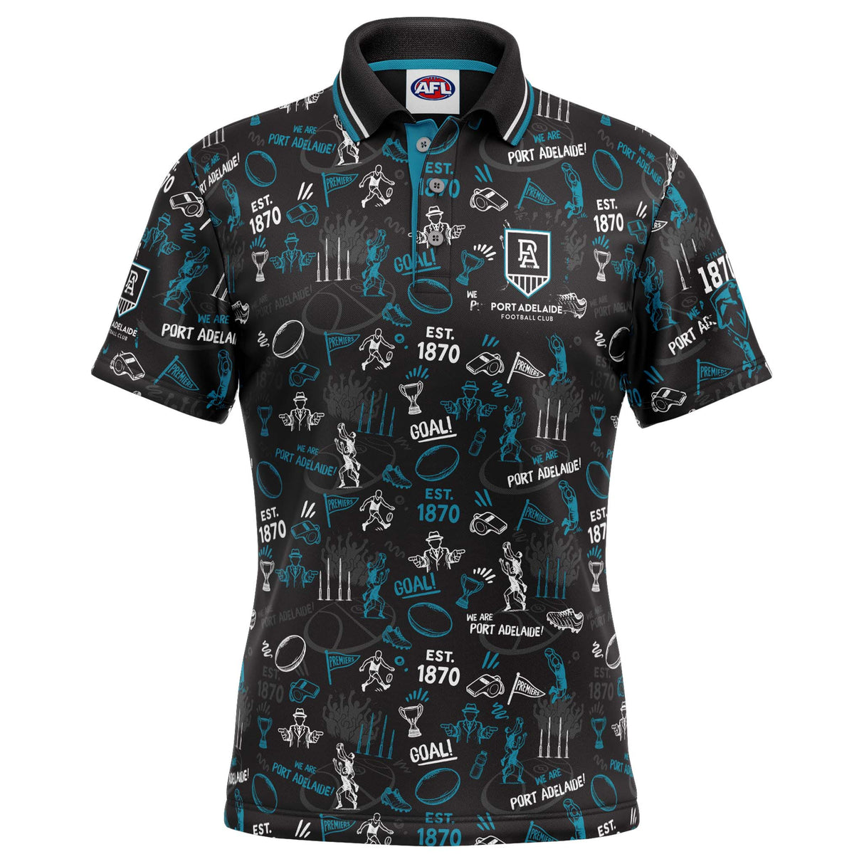 AFL Port Adelaide 'Scrambler' Golf Polo - Ashtabula