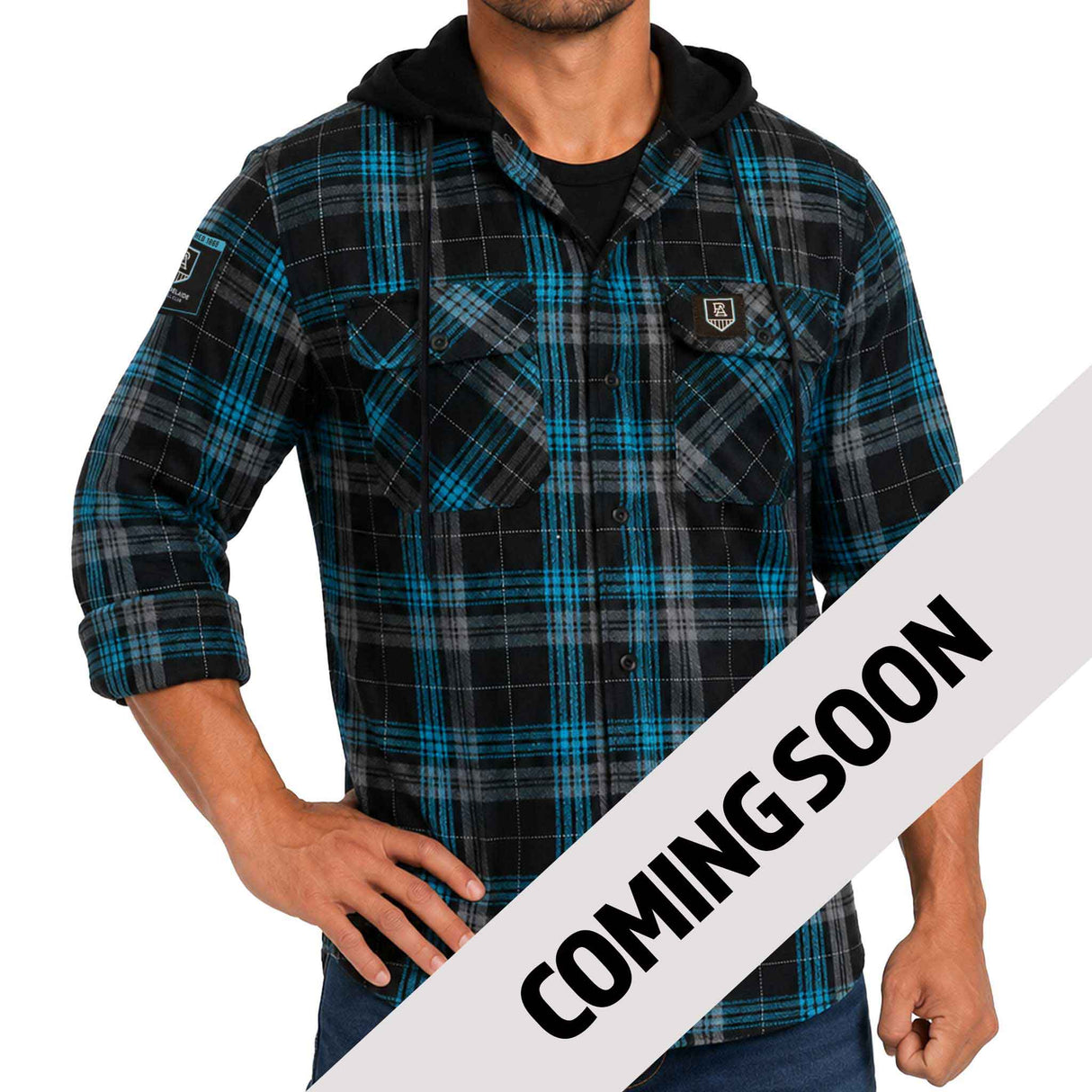 AFL Port Adelaide 'Highland' Hooded Flannel Shirt - Ashtabula