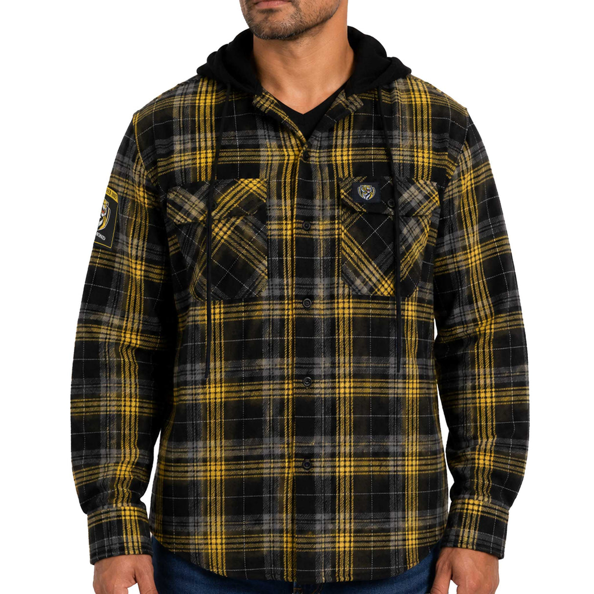 AFL Richmond Tigers 'Highland' Hooded Flannel Shirt - Ashtabula