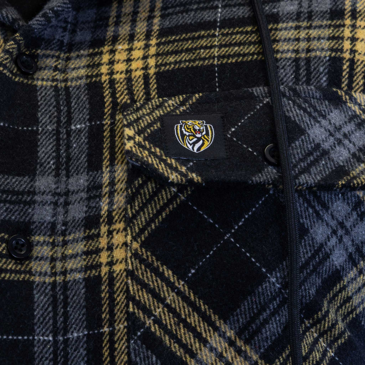 AFL Richmond Tigers 'Highland' Hooded Flannel Shirt - Ashtabula