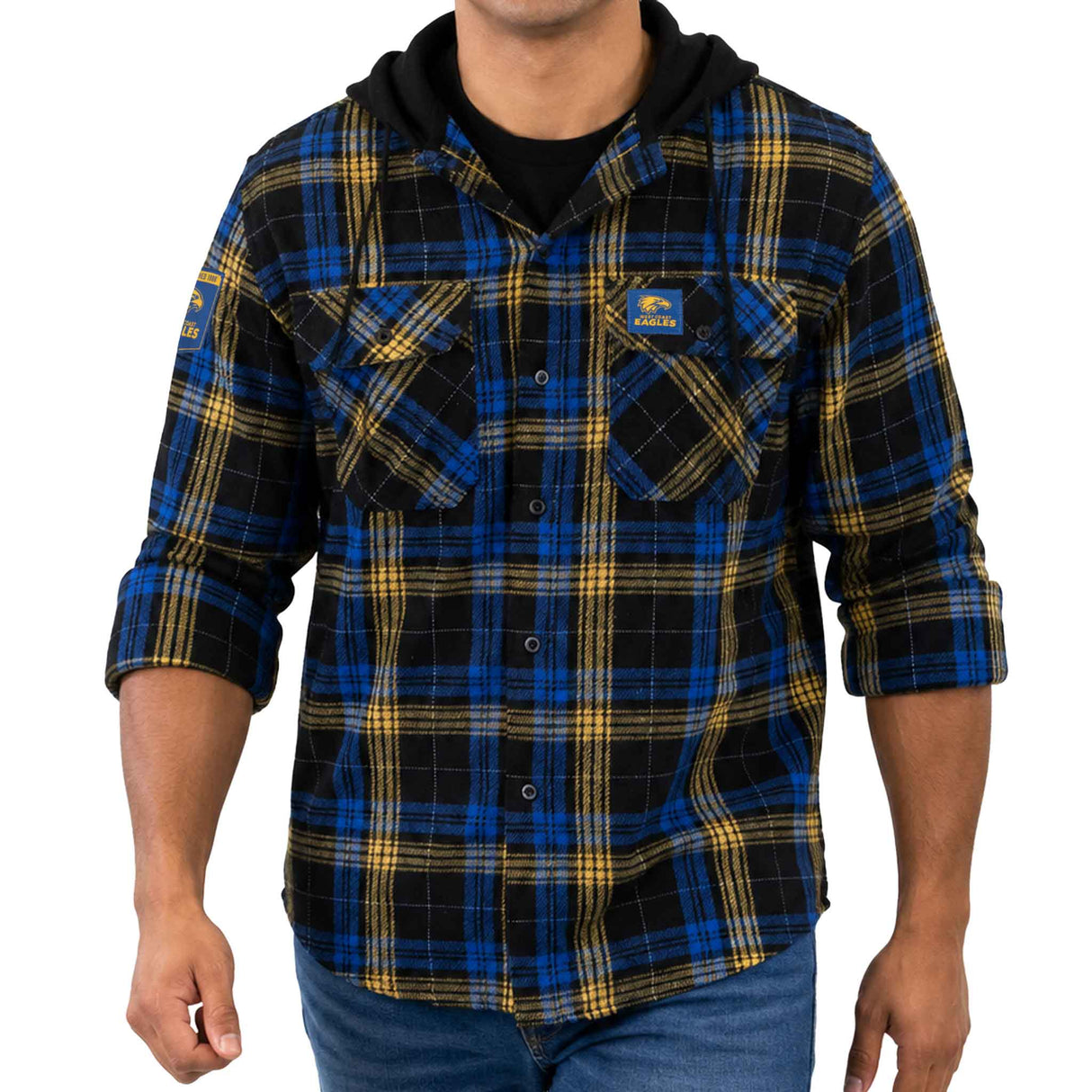 AFL West Coast Eagles 'Highland' Hooded Flannel Shirt - Ashtabula