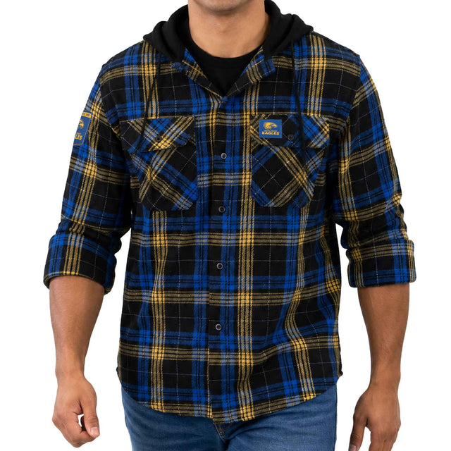 AFL West Coast Eagles 'Highland' Hooded Flannel Shirt - Ashtabula