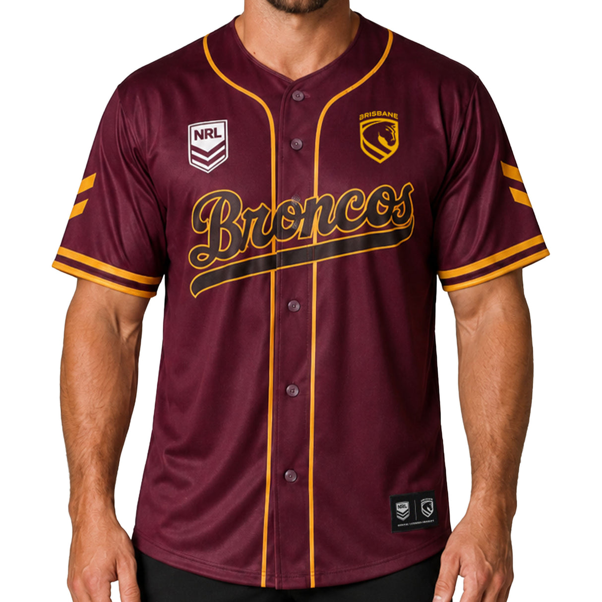 NRL Broncos 'Homer' Baseball Shirt - Ashtabula