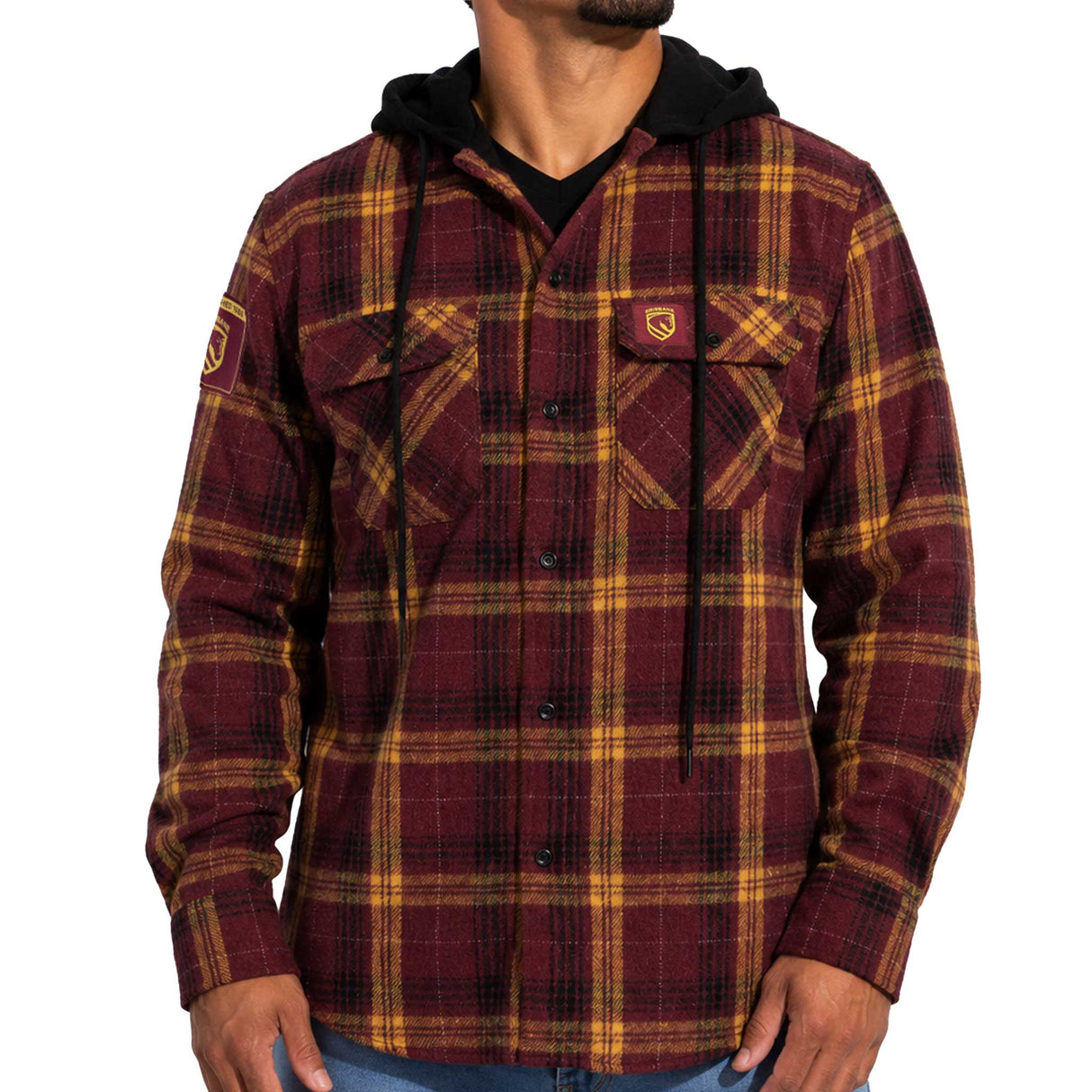 NRL Broncos 'Highland' Hooded Flannel Shirt - Ashtabula