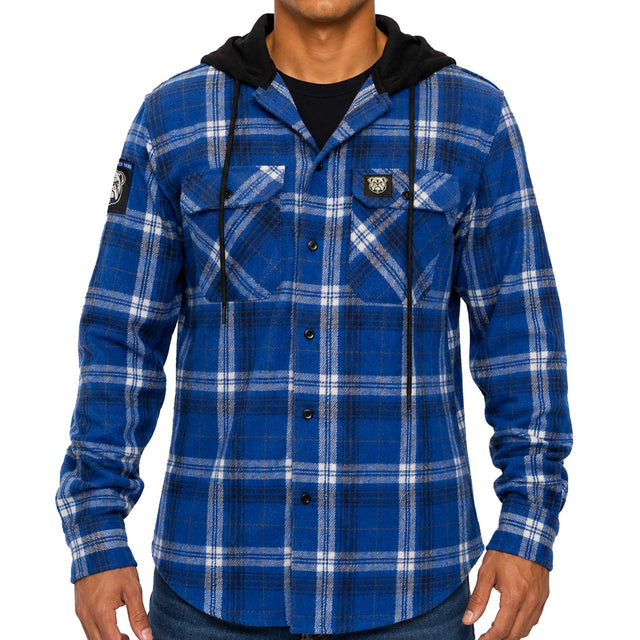 NRL Bulldogs 'Highland' Hooded Flannel Shirt - Ashtabula