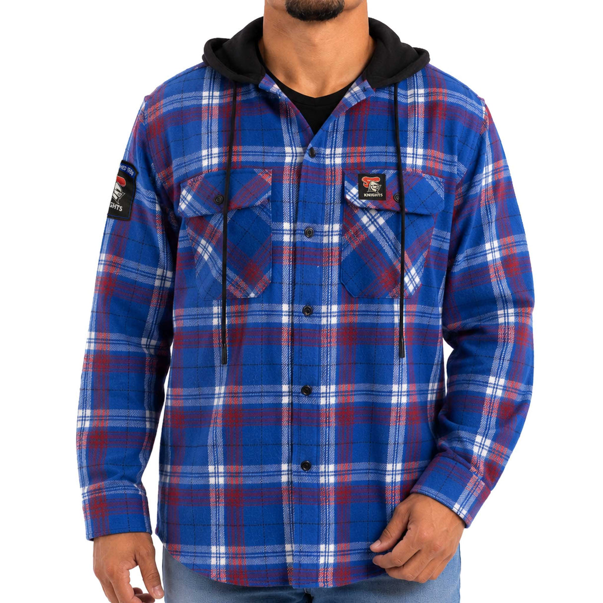 NRL Knights 'Highland' Hooded Flannel Shirt - Ashtabula