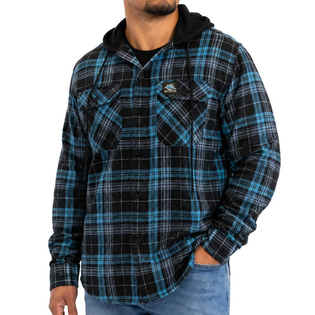 NRL Sharks 'Highland' Hooded Flannel Shirt - Ashtabula