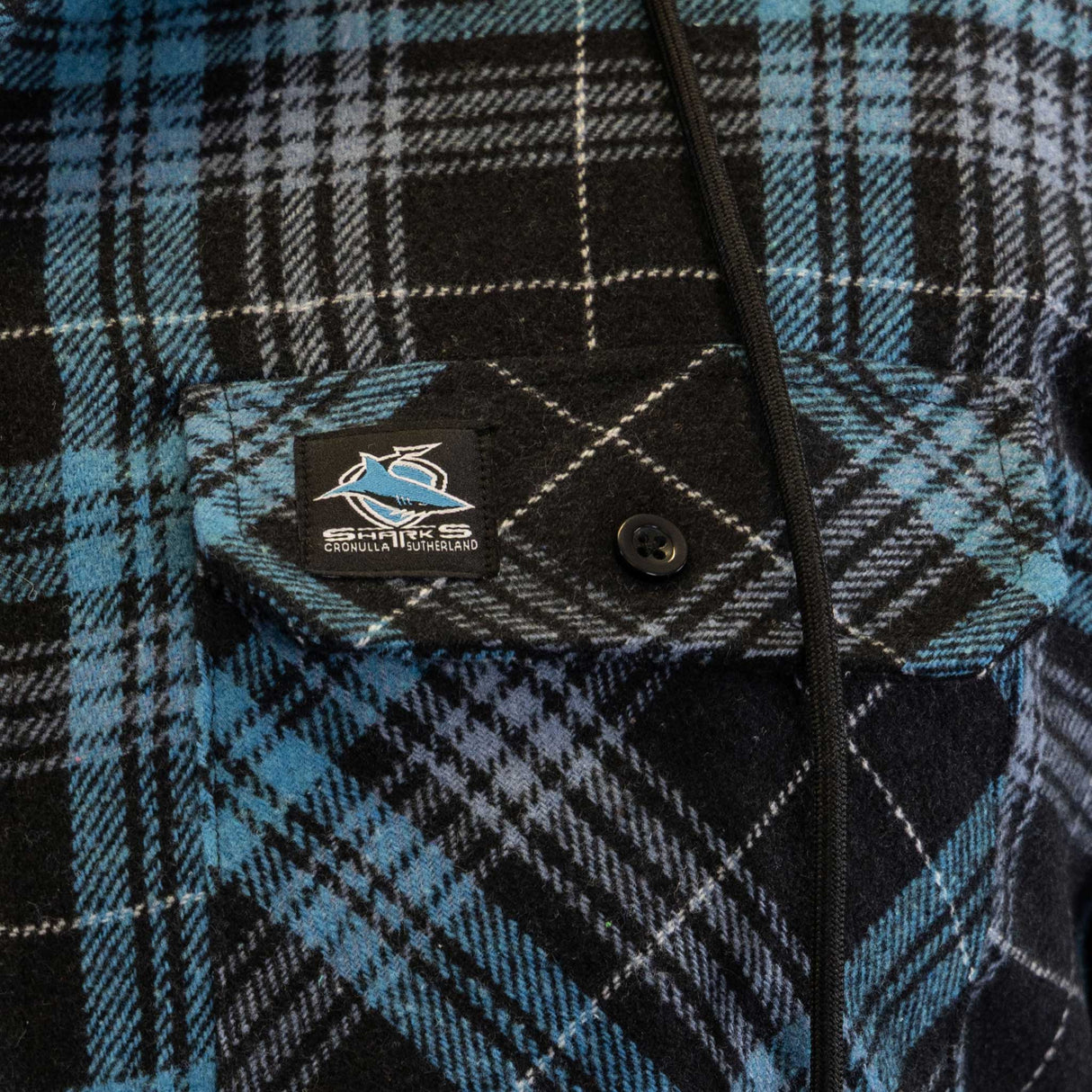NRL Sharks 'Highland' Hooded Flannel Shirt - Ashtabula