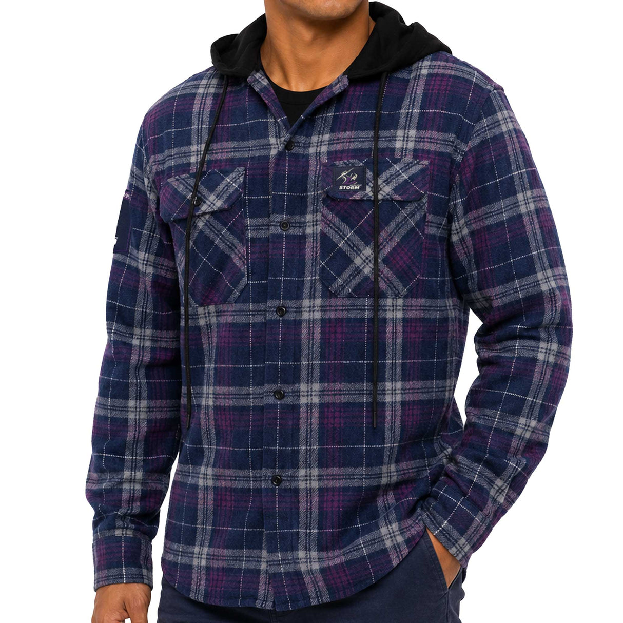 NRL Storm 'Highland' Hooded Flannel Shirt - Ashtabula