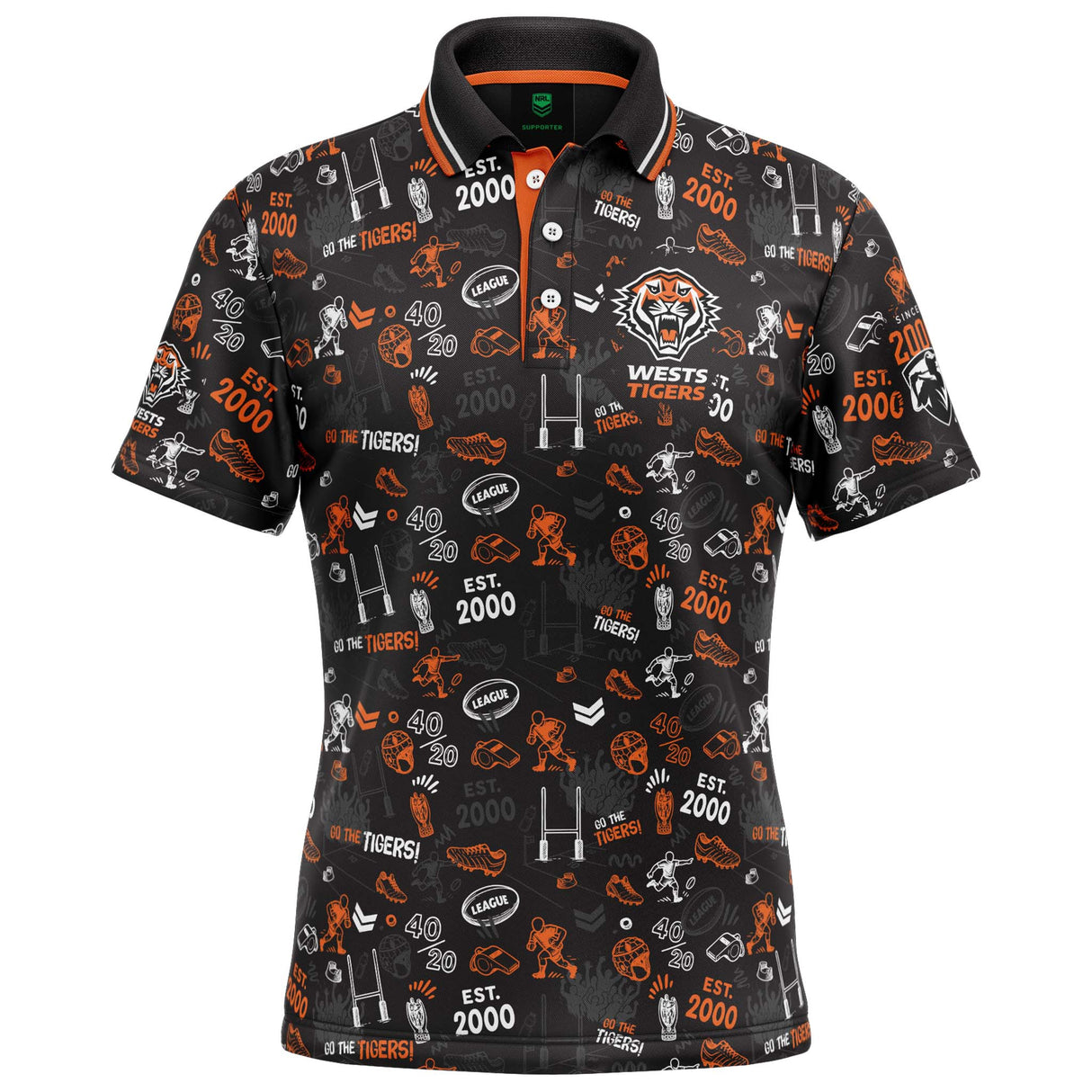 NRL Wests Tigers 'Scrambler' Golf Polo - Ashtabula