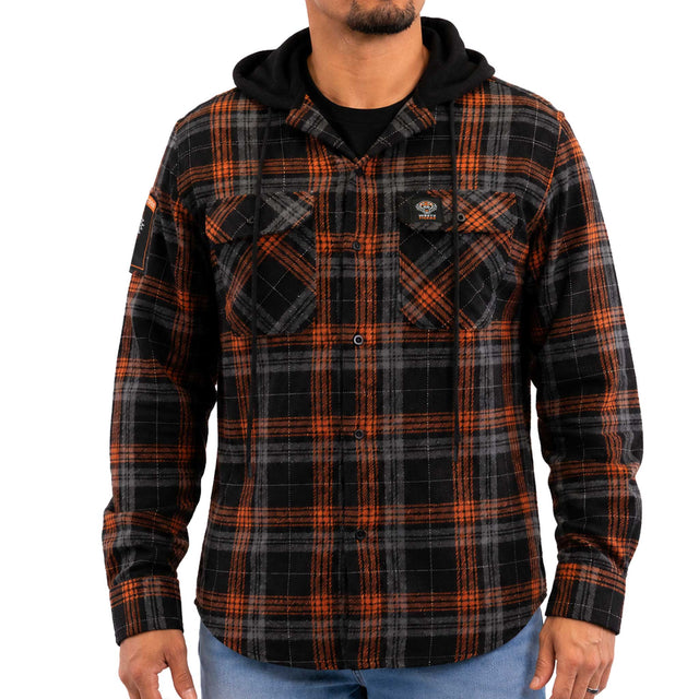 NRL Wests Tigers 'Highland' Hooded Flannel Shirt - Ashtabula