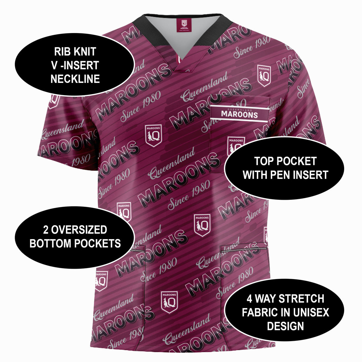 QLD Maroons 'North Shore' Scrubs