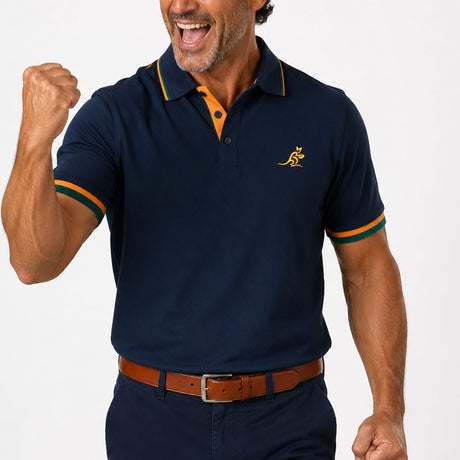 Wallabies Pique Navy Polo - Ashtabula