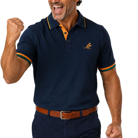 Wallabies Pique Navy Polo - Ashtabula