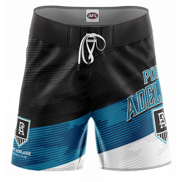 AFL Port Adelaide 'Barrel' Board Shorts - Youth - Ashtabula